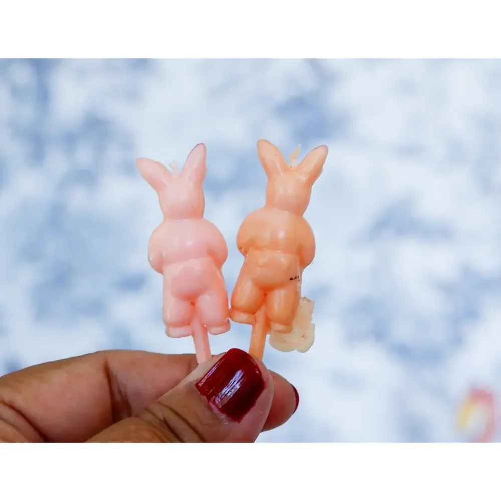 VTG Set of 13 Bunny Rabbit Cake Toppers Retro MCM Farm Cottage Tea Party Easter